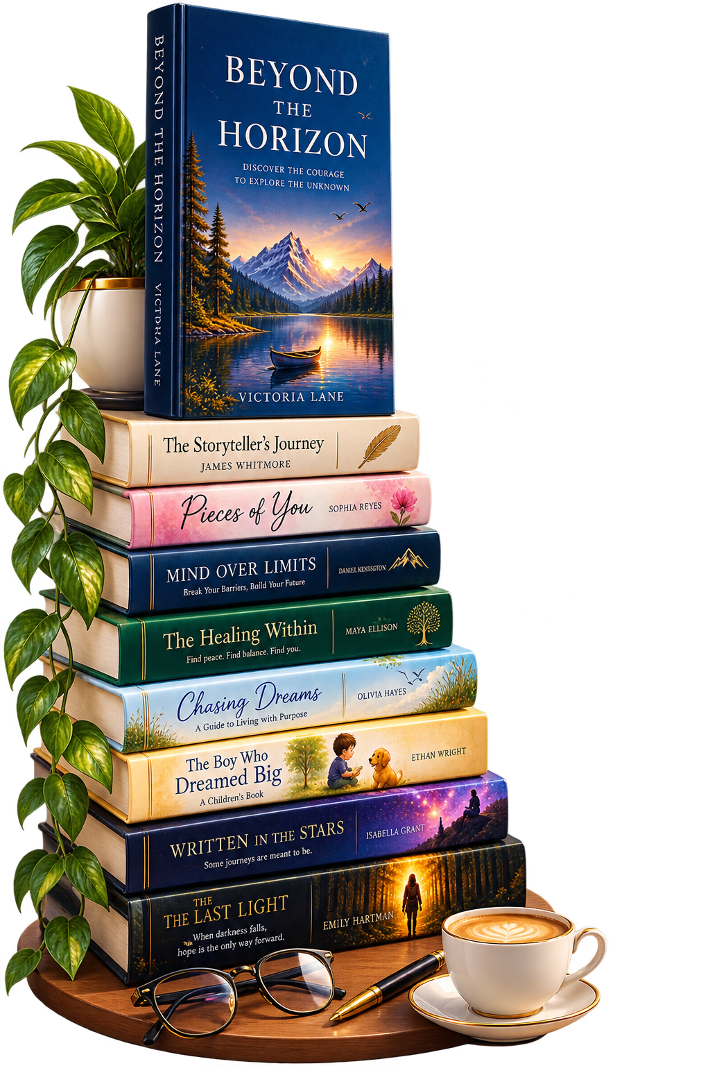 A curated stack of professionally published books